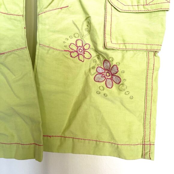 Pumpkin Patch pants Size 4 Khaki Green Pink Flowers Embroidery Easter Spring - Picture 5 of 12